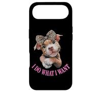 Carcasa para iPhone Air Womens Girls I Do What I Want Leopard Print Bow Pitbull Dog