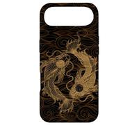Carcasa para iPhone Air Yin Yang Koi Fish and Japanese Waves Madera Grabado Vintage