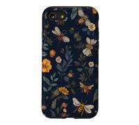 Carcasa para iPhone SE (2020) / 7/8 Abejas y Flores Silvestres en Azul Oscuro