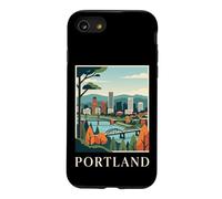 Carcasa para iPhone SE (2020) / 7/8 Arte Urbano Retro del Skyline Bridge River de Portland, Oregón