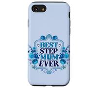 Carcasa para iPhone SE (2020) / 7/8 Best Step Mum Ever Flower Blue para La Mejor Mamá del Mundo