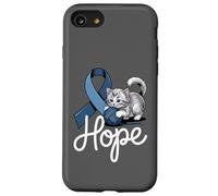 Carcasa para iPhone SE (2020) / 7/8 Cinta de concienciación sobre el cáncer colorrectal Gato Cáncer de Colon Azul
