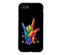 Carcasa para iPhone SE (2020) / 7/8 Colorido I Love You Signos Lenguaje Puzzle Mano Autismo ASL