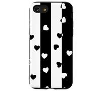 Carcasa para iPhone SE (2020) / 7/8 Día de San Valentín Negro Blanco Rayas Verticales corazón Minimalista