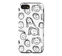 Carcasa para iPhone SE (2020) / 7/8 Funny Artsy Linocut Kids Faces, Lindo Sonriendo riendo