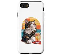 Carcasa para iPhone SE (2020) / 7/8 Funny Retro Cat Sunset Cocktail Beach Vacation Summer