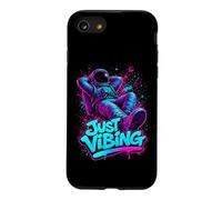 Carcasa para iPhone SE (2020) / 7/8 Gráfico de Astronauta Morado y Verde Azulado Just Vibing para Hombre