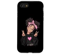 Carcasa para iPhone SE (2020) / 7/8 Linda Chica Signo de Paz Pelo Rizado Divertido gráfico juguetón Trippy