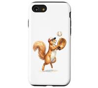 Carcasa para iPhone SE (2020) / 7/8 Lindo Atrapador de Jugador de béisbol de Ardilla, Arte de Acuarela