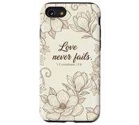 Carcasa para iPhone SE (2020) / 7/8 Love Never Fails. 1 Corinthians 13:8 Cristiano Floral Versos