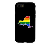 Carcasa para iPhone SE (2020) / 7/8 New York Mapa USA Estado Arco Iris Bandera Pride Month