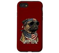 Carcasa para iPhone SE (2020) / 7/8 Perro Pug con Bandera Estadounidense 250 años 1776-2026 Bicentenario de EE. UU.