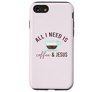 Carcasa para iPhone SE (2020) / 7/8 Todo LO Que Necesito ES CAFÉ & JESÚS Divertido Meme Cristiano con cafeína