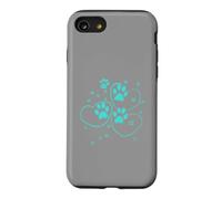 Carcasa para iPhone SE (2020) / 7/8 Turquesa Huellas Huellas Acuarela Mascota Gatos Perro diseño