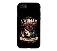 Carcasa para iPhone SE (2020) / 7/8 Una Mujer no Puede Sobrevivir Solo con Vino Ella también Necesita un Gato