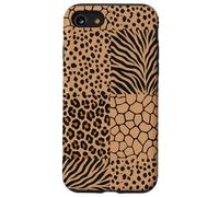 Carcasa para iPhone SE (2020) / 7/8 Wild Safari Animal Patchwork Beige Pattern Collage