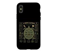 Carcasa para iPhone X/XS 13 Moon Turtle Lunar Calendario Naturaleza Diseño Shell