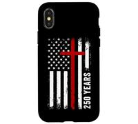 Carcasa para iPhone X/XS 250 Years Christian Faith Cross 1776-2026 Birthday American