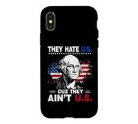 Carcasa para iPhone X/XS 4th of July American Flag They Hate Us Cuz They Ain't Us