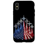 Carcasa para iPhone X/XS 4th of July Fighter Jet US Flag American Military Planes