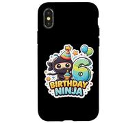Carcasa para iPhone X/XS 6 años cumpleaños Ninja Boys Six 6th Sexto Kids Party Cute