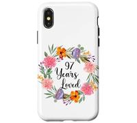 Carcasa para iPhone X/XS 97 Years Loved 97th Birthday Floral 97 Year Old Men Women