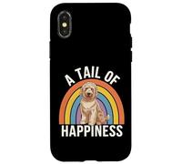 Carcasa para iPhone X/XS A Tail of Happiness Golden Doodle Dog Retro Rainbow