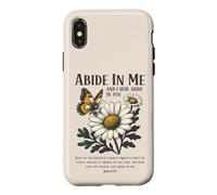 Carcasa para iPhone X/XS Abide In Me Juan 15:4 Biblia Cristiana Escritura Flores