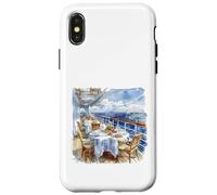 Carcasa para iPhone X/XS Acuarela Cubierta de Crucero Comedor Vista del Velero