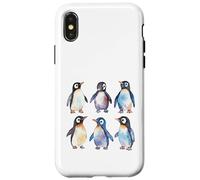 Carcasa para iPhone X/XS Adorable Acuarela pingüinos antárticos Fauna Arte
