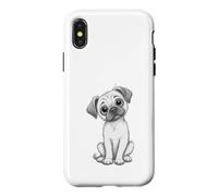 Carcasa para iPhone X/XS Adorable Perro Carlino Cachorro Bosquejo Lindo Perro Animal ilustración