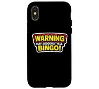 Carcasa para iPhone X/XS Advertencia Puede De repente Gritar Bingo Amante Noche Evento Divertido Broma