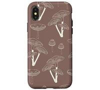 Carcasa para iPhone X/XS Aesthetic Cottagecore Vintage Mushroom Garden Brown