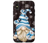 Carcasa para iPhone X/XS Aesthetic Snowflake Pattern with Snowman and Winter GNOME