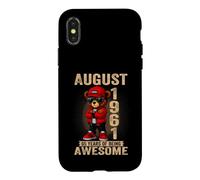 Carcasa para iPhone X/XS Agosto 65 Cumpleaños Hombres Mujeres 1961 Impresionante Oso de Peluche