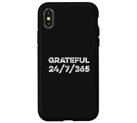 Carcasa para iPhone X/XS Agradecido 24.7.365 Gratitud Agradecido Acción de Gracias Gracias Alegría