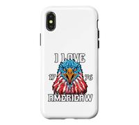 Carcasa para iPhone X/XS Águila, I Love Americaw, 4 de Julio, América, Orgullo