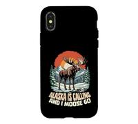 Carcasa para iPhone X/XS Alaska está Llamando y yo Alce IR Retro Vintage Divertido Alaska