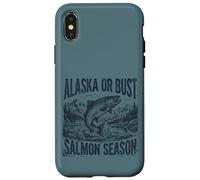 Carcasa para iPhone X/XS Alaska or Bust Salmon Season Fishing Angler Adventure