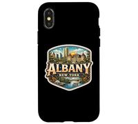 Carcasa para iPhone X/XS Albany, Nueva York, Souvenir City State Capital, Retro, Vintage