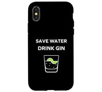 Carcasa para iPhone X/XS Alcohol Gin Funny Drinking Save Water Drink Gin