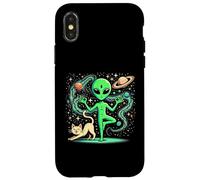 Carcasa para iPhone X/XS Alien Haciendo un Yoga - Yoga Pose - Espacio - Plancton