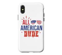 Carcasa para iPhone X/XS All American Dude 4th of July Boys Kids Sunglasses Family