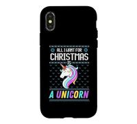 Carcasa para iPhone X/XS All I Want For Christmas Is A Unicorn Ugly Sweater Christmas Fun