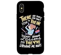 Carcasa para iPhone X/XS Allí Están Divertidos Profesor de Inglés Gramática Policía