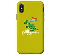 Carcasa para iPhone X/XS Allysaurus | Mes del Orgullo aliado de la Bandera del Arco Iris de Dinosaurio LGBTQ+