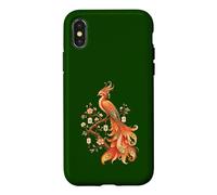 Carcasa para iPhone X/XS Amante de los Azulejos de Mahjong Phoenix con Forma de pájaro fénix en Flor