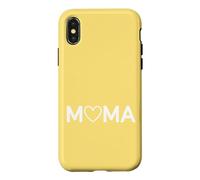 Carcasa para iPhone X/XS Amarillo - Mama Heart Lettering Minimalista Motherhood Love