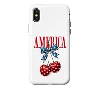 Carcasa para iPhone X/XS America Patriotic Cherry Star Pattern Graphic