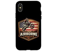 Carcasa para iPhone X/XS American Airborne Lifestyle Dirt Bike Rider Motocross MX EE. UU